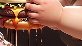 Extremely Skinny Girl Fed by Massive SSBBW - Extreme Feederism Contrast