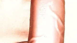 Licking the Head of That Big Cock She's Hopping on Top with Wet Dripping Pussy Slop