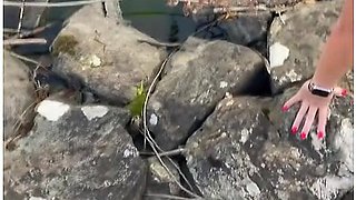 Mia Lake In I Suck His Dick Outside On Public Beach Next To Lake - Tonny And Mia