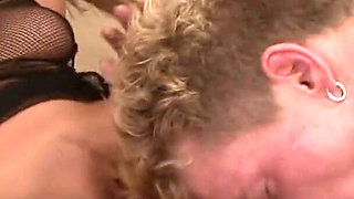 Beautiful slut in lingerie joins bisexual dudes for a wild threesome