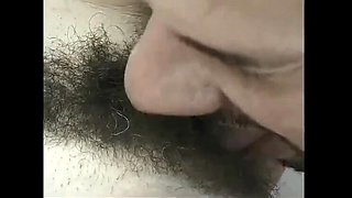 Hairy mature slut rides young stiff cock
