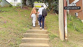 Colombian Is Caught With Her Nerdy Boyfriend By Her Stepmother In Public!