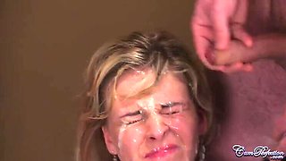 College Slut Gets a Bukkake Facial