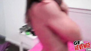 Sweet Ashley in a white thong faces down on the pink sheets