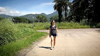 Car Blowjob with Stranger Man! Female Tourist Jerks the Sperm Out of His Cock!