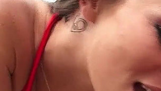 Stepmom licks sexy teen on vacation and gets orgasm