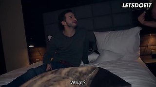 Bodacious Light-haired With Yam-sized Faux Milk cans Gags on His Dick Then Gets Boned Wet