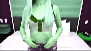 411 Braless Latina in Braces Gives Perfect Tits Blowjob
