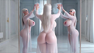 Stunning Elsa from Frozen as a sexy voluptuous housewife mommy doing erotic naked domestic chores in seductive compilation video