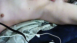 Collared and Leashed Naked Transgirl Playing Wown Cumload, Post-orgasm