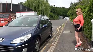 OldNanny - Blonde Granny In Red Dress Seduces Horny Guy For Hot Fuck