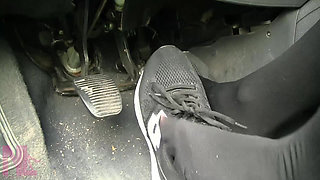 Sensual Pedal Pumping in Black Sneakers