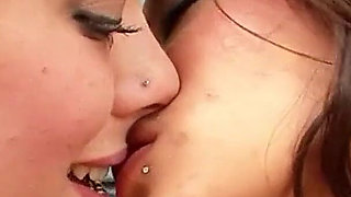 Sexy skinny step sisters filmed having horny lesbian fuck