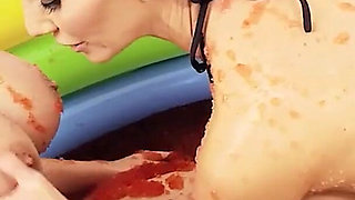 Lesb Pool_scene_2_lesbian MILF Couple in Bikinis Enjoy a Jelly Pool