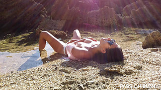 Cute Wife Fingering on Sea Beach