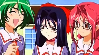 Hot busty anime teens flying around