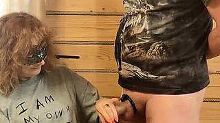 Husband was fed cum after three ruined orgasms