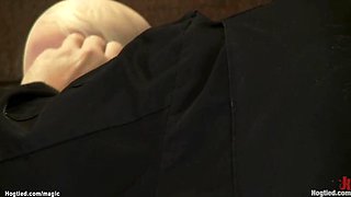 Taped mouth and eyes blond bound