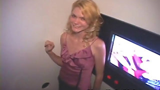 Anal only - Blonde Wife Skinny Whore Sucking Dicks in Glory Hole