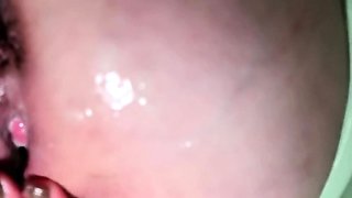 Toilet orgasm with creampie cum dripping