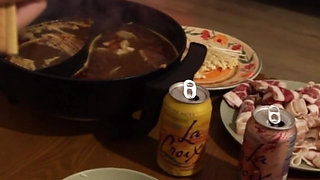 Hot Chinese Wife Prepares Hot Pot.... Eats Stepdaddy's Cum with Her Chopsticks