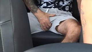 Brazilian Fanny, Busty Rideshare Driver, Watches Passenger Masturbate
