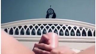 Mommy Using Open Hand Dildo On Hairy Pussy