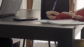 Secretary Masturbates at Work but Is Seen by Her Boss