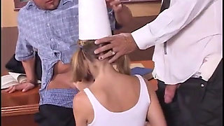 Sexy teen gets double penetrated in a threesome action