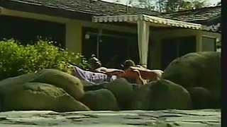 Black petite fucking in the garden