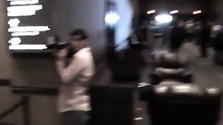 Damn sexy busty Euro babe anal in public