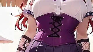 Tropical Beach Gazebo Redhead Sailor Uniform Beauty Seduction Blowjob to Doggy Massive Creamy Ass Finish