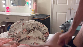 Sticking 12 inches dildo in to my wife’s wet tiny pussy