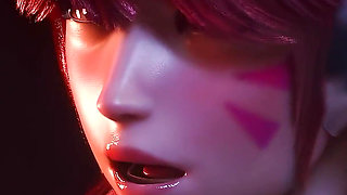 D.va Washroom Gangbang - Shared with Two Guys Overwatch 3D Animation