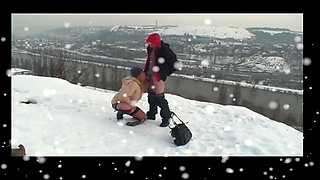Young MILF Fucked and Creampied in Pussy by Big Hard Cock in the Snow