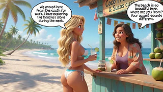 Married Blonde's Beach Tease Becomes Wild House Game with Husband and Young Men (ai Generated)