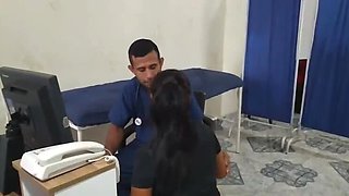 The service woman grants a favor in my office, dropping to her knees