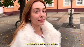 Ginger Teen Pornstar Gets Recognized and Picked Up For a Quick Fuck