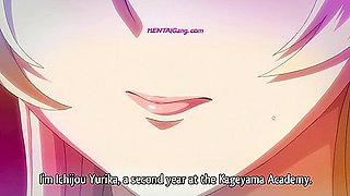 Innocent anime lady lets her lover in for the first time