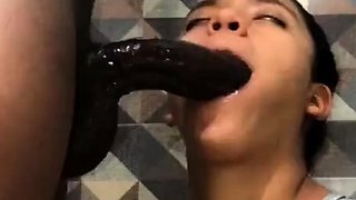 CUM! cute brunette with big tits sucks my big cock until I