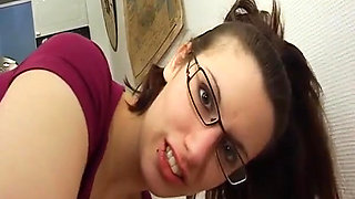 French Office Secretary Got Cum All Over Her Glasses