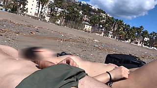 Dick Flashing Next to a Topless Girl She Looks