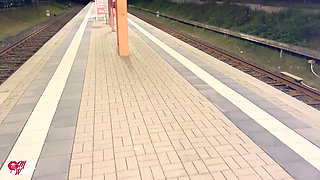 Horny Slut Fucked in the Middle of the Train Station!!