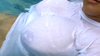 Huge hooters in a wet tee