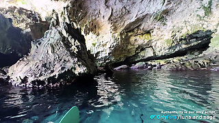 We Paddled Into Secluded Sea Cave and Fucked on a Floating Board - Real Amateur Couple (POV, Reverse Cowgirl & Cumshot)
