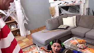 Trick or treat foursome with girlfriends