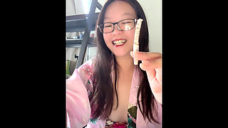 Naughty Smoking Asian Stepmom: Smoking Tricks + Nipple Play
