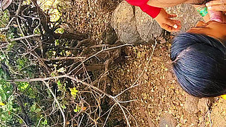 Forest outdoor Indian desi village bhabhi sexy look suking hot boy land, outdoor village blowjob creampi - hot girl blowjob mms.