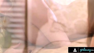 Two hot lesbian girls eating each other's pussies out in a sexy scene
