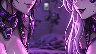 Cyberpunk Fun Girls in Their Room, Ai Animation